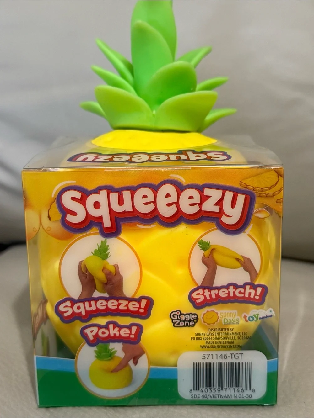 NEW Sunny Days Squeeezy Jumbo Pineapple Squishy Fidget Sensory Fruit Toy